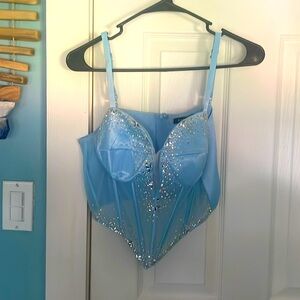 Blue sequined crop top. Size medium